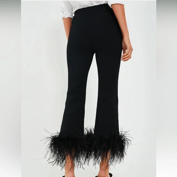 Black Feather Compression Knit Ashford Pants - Picture 4 of 9